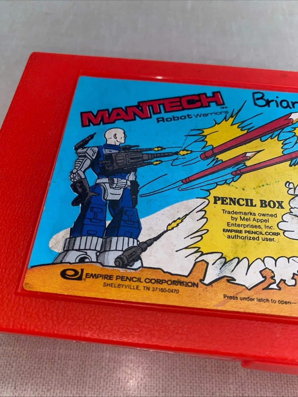 Mantech Robot Warrior Vintage Plastic Crayon Pencil Box USA Made